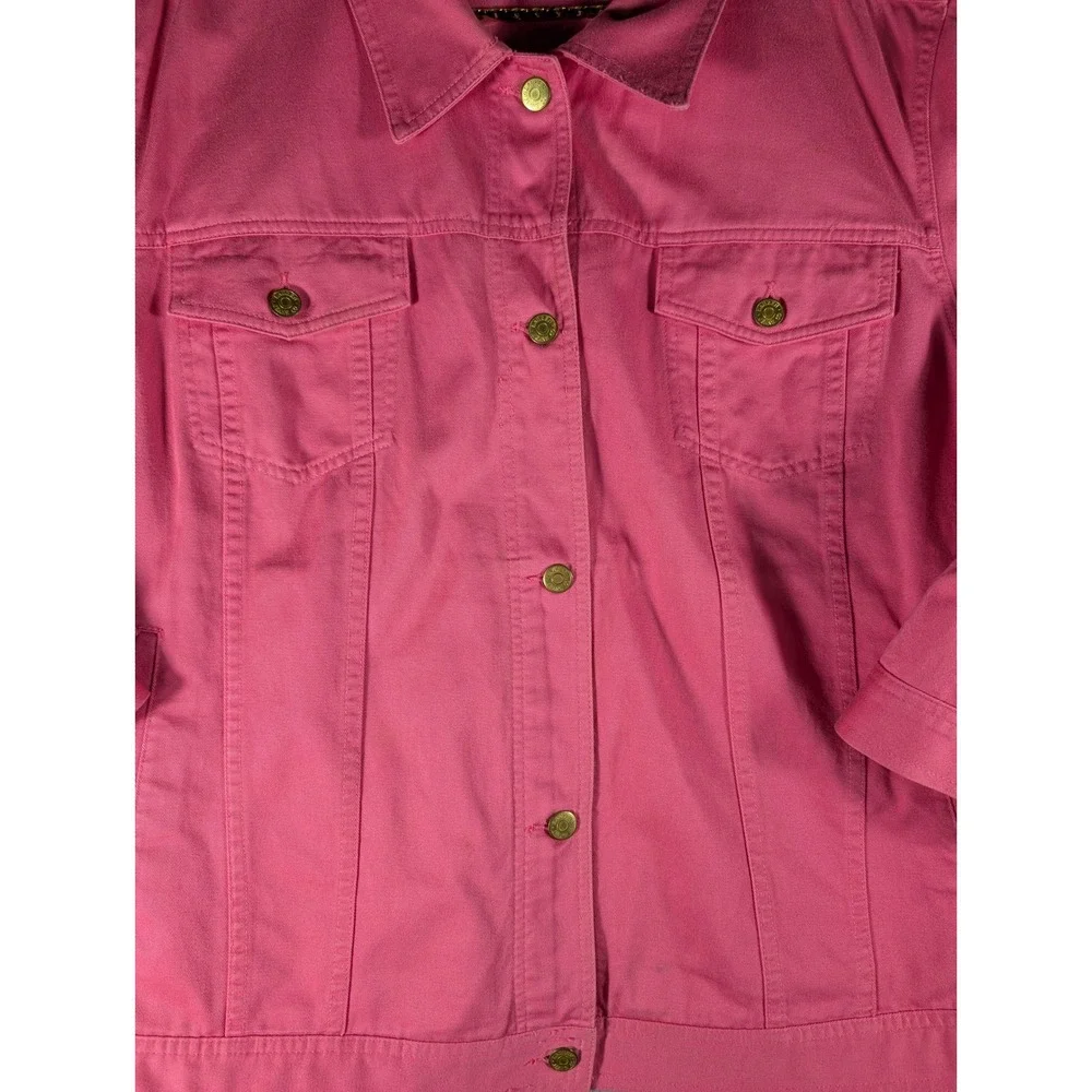 Lauren Jeans Co Ralph Lauren Pink Denim Trucker Jacket 3/4 Sleeve Women's 3XL - Picture 4 of 10